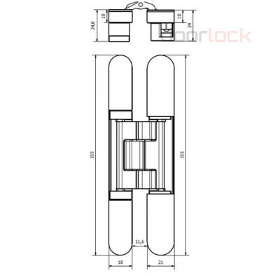 Дверная петля CEMOM ESTETIC 1821/A  скрытая 3D 8060 матовый хром