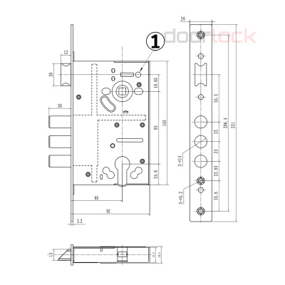 Корпус цилиндрового замка DL8252С/60/85мм, хромированный