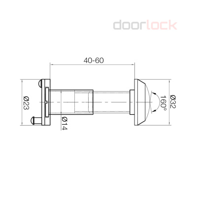Глазок огнестойкий DOORLOCK VA14F/40-60mm/160°